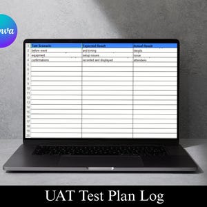 UAT Test Plan Log Template | Digital User Acceptance Testing Sheet | Gift for QA Tester | Software Testing Document for Projects