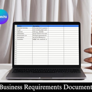 Business Requirements Document Template | Digital BRD Planner PDF | Gift for Business Analyst | Software Project Planning Worksheet