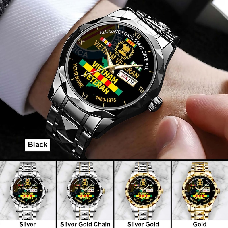 Personalized Name Vietnam Veteran Watch, Proud Veteran Watch, Military Veteran Watch, Father's Day Gift, Veteran Day Gift For Dad/ Grandpa image 2