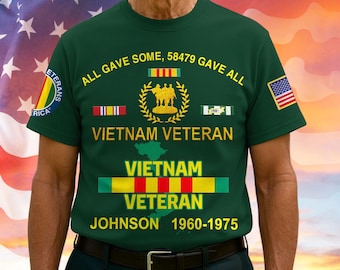 Personalized Vietnam Veteran 3D Shirt, Proud Veteran Shirt, US Military Gift, Veterans Day Gift For Dad/ Grandpa, Military Patriotic Gift