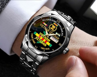 Gepersonaliseerde naam Vietnam veteraan horloge, trotse veteraan horloge, militair veteraan horloge, Vaderdagcadeau, veteranendag cadeau voor vader/opa