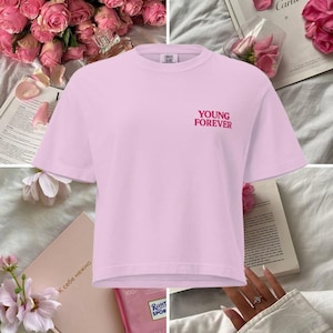 Young Forever Shirt – Soft Pink Tee, Retro Minimalist Typography, Aesthetic T-Shirt for Dreamers, Y2K Pastel Vibes