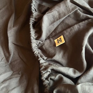 French Linen Fitted Sheet. OEKO-TEX Certified, Soft & Breathable Bed Sheet