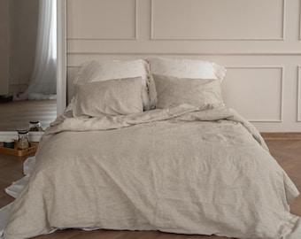 LINEN Duvet Cover SET with Pillowcases. Pure European Linen. Queen size, king size, breathable, stonewashed. Customizable. Soft.