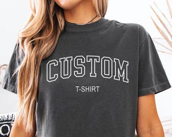 Comfort Colors Custom Tee, Custom Cropped T-Shirt, Comfort Colors Boxy Tee, College Letters Shirt, Custom Your Text, Women's Cropped Tee