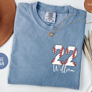Custom Baseball Number Shirt, Custom Baseball Pocket Shirt, Comfort Colors® Baseball Tee, Personalized Baseball Number Shirt, Sports Mom tee