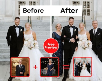 Photoshop Service,Wedding Photos Edit,Add Person To Photo,Realistic Merge Of Different Photos,Add & Remove people/objects from Merge photos,