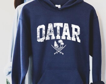 Sudadera con capucha de Qatar, camiseta de Qatar, regalo de Qatar, vacaciones en Qatar, recuerdo de Qatar, regalo para un amigo de Qatar, camiseta de Qatar