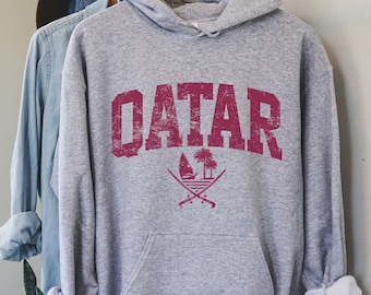 Sudadera con capucha de Qatar, camiseta de Qatar, regalo de Qatar, vacaciones en Qatar, recuerdo de Qatar, regalo para un amigo de Qatar, camiseta de Qatar