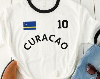 Camiseta da Copa do Mundo de Curaçao, Camiseta de Lembrança Caribenha de Curaçao, Camiseta Retrô com Pôr do Sol e Palmeiras, Presente Combinando com o Caribe de Curaçao
