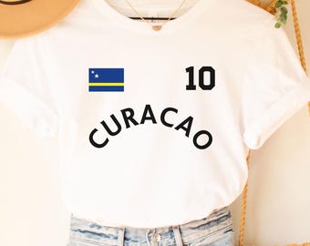 Camiseta da Copa do Mundo de Curaçao, Camiseta de Lembrança Caribenha de Curaçao, Camiseta Retrô com Pôr do Sol e Palmeiras, Presente Combinando com o Caribe de Curaçao