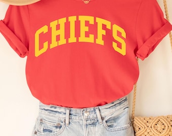 Chiefs T-Shirt, Chiefs t-shirt, trendy Chiefs shirt, Bella Canvas heather red jersey tee unisex, cute Chiefs tee, classic Chiefs tshirt