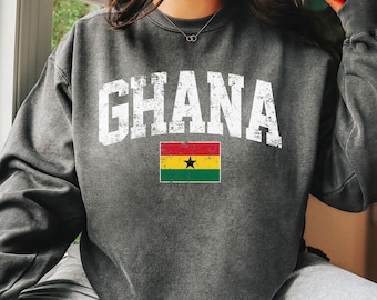 Sudadera con colores de Ghana, camiseta de Ghana, camiseta de Ghana, regalo de Ghana, vacaciones en Ghana, recuerdo de Ghana, regalo para un amigo de Ghana