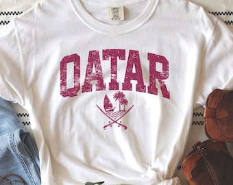 Camiseta de Qatar con colores cómodos, camiseta de Qatar, camiseta de Qatar, regalo de Qatar, vacaciones en Qatar, recuerdo de Qatar, regalo para un amigo de Qatar, camiseta de Qatar