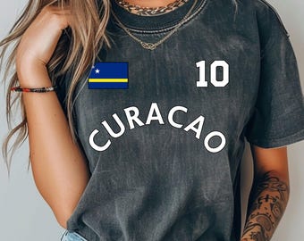 Camiseta Curaçao Comfort Colors, Camiseta Curaçao Lembrança Caribenha, Camiseta Palmeira Pôr do Sol Retrô, Presente Curaçao Caribenho Combinando