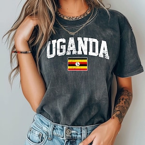 Camiseta com cores confortáveis de Uganda, Camisa de Uganda, Camiseta de Uganda, Presente de Uganda, Férias em Uganda, Lembrança de Uganda, Presente de amigo de Uganda, Uganda