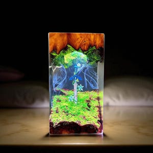 Master Sword Diorama Lamp | Inspired by BOTW TOTK | Gaming Desk Light | Silent Princess Flower Decor | Fantasy Room Decor | Gamer Gift
