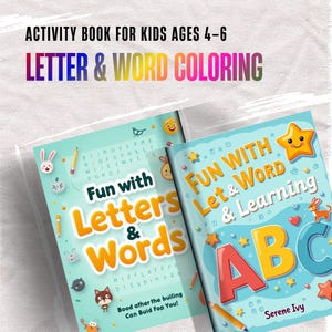 Buchstaben und Wörter für Kinder im Alter von 4–6 Jahren | Alphabet Lernarbeitsblätter | Spaß lehrreiche Ausmalseiten