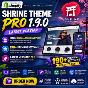 Shrine Pro 1.9.0 is uit! Premium Shopify e-commerce thema met meer dan 190 secties | met geavanceerde ontwerpsecties en aanpassingsmogelijkheden
