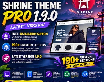Shrine Pro 1.9.0 już dostępny! +190 sekcji Premium Shopify Ecommerce Theme | z zaawansowanymi sekcjami projektowymi i funkcjami dostosowywania