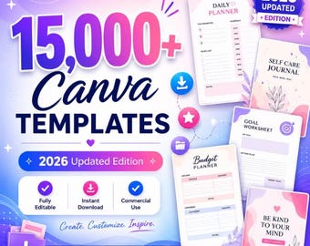 15000+ Canva Templates Bundle, Editable Planners, Journals