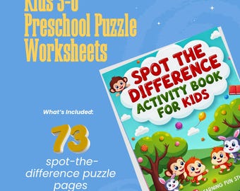 Spot the Difference Activity Book for Kids Ages 3-6 – 73 Puzzle Worksheets