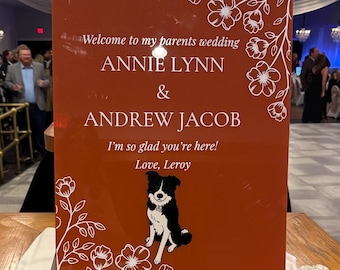 Personalized Dog Wedding Welcome Sign | Custom Acrylic Pet Portrait
