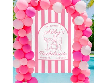 Personalized Striped Bachelorette Banner - Custom Bridal Backdrop