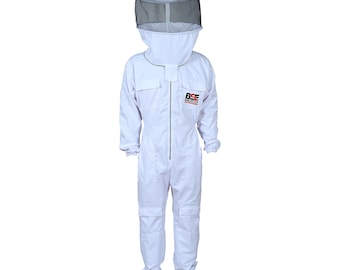 White Cotton Beekeeping Suit: Unisex Full Body Apiary Protection