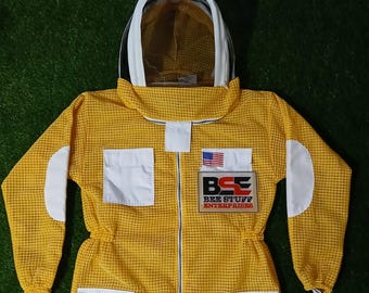 3-Layer Ventilated Yellow Beekeeping Suit: Fencing Veil, Ultra Protective