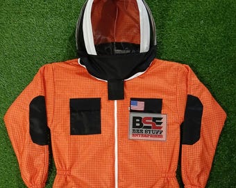 Orange Ventilated Beekeeping Suit | 5-Ply Mesh, Fencing Veil & Knee Pads| Sting Proof | Unisex Design