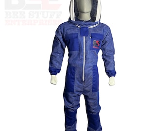 Ventilated Blue Beekeeping Suit for Men & Women | 3-Layer Sting-Proof Full Body Protective Bee Suit