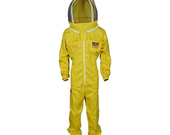 Yellow Cotton Beekeeping Suit: Full Body Bee Keeper Protective Outfit