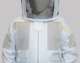 Semi-Ventilated Beekeeping Jacket: Lightweight Cotton Blend, Front-Open Veil