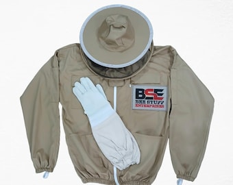 Chaqueta de apicultura de algodón con guantes: Traje de apicultura protector