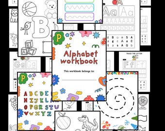 Schede didattiche per tracciare l'alfabeto: attività di apprendimento ABC per bambini piccoli (download digitale)