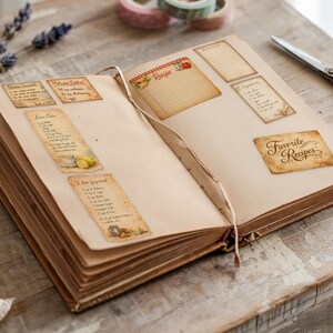 Diario imprimible con temática de cocina, kit de recetas efímeras imprimibles, tarjetas de recetas para cocina campestre, etiquetas de notas, complemento vintage para cocina JJ106 imagen 6