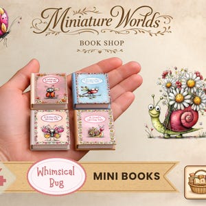 Junk Journal Mini Books, Whimsical Bug Printable Set, Junk Journal Printable Cute, Ladybug Butterfly Snail Dragonfly JJ124