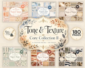 Junk Journal Printable Background Paper, Digital Mega Bundle, Textured Watercolor Journal Pages,  Tone & Texture Core Collection II DP001