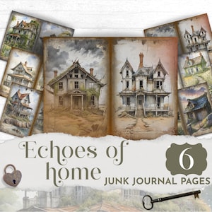 Abandoned Houses Junk Journal Kit, Vintage Printable Pages, aged distressed Ephemera, Digital Paper Decayed ruins, Scrapbook Grunge JJ007