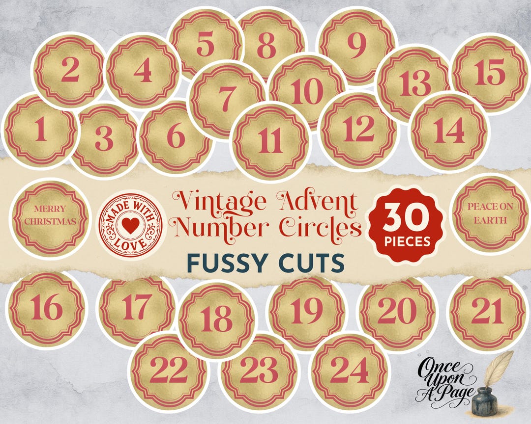 Advent Calendar Numbers Printable, Advent Christmas Junk Journaling ...