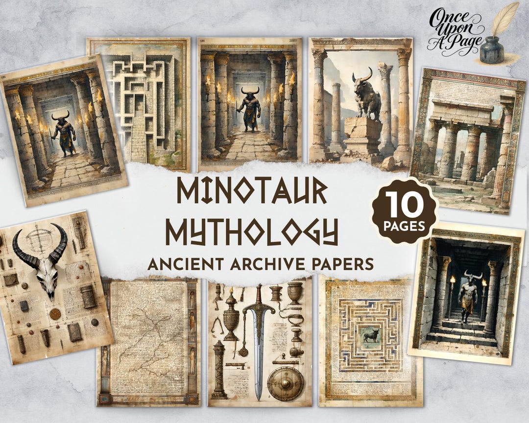 Mythical Creature Junk Journal, Minotaur Mythology Pages, Ancient Greek ...