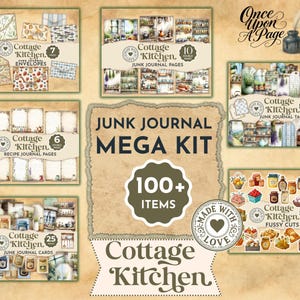 以下が含まれることがあります： 100点以上のアイテムを含むCottage Kitchenジャンクジャーナルメガキット。封筒、ジャーナルページ、レシピページ、タグ、カード、ファジーカットが含まれています。コレクションには、キッチンをテーマにした様々なイラストとテキストラベルが施されています。