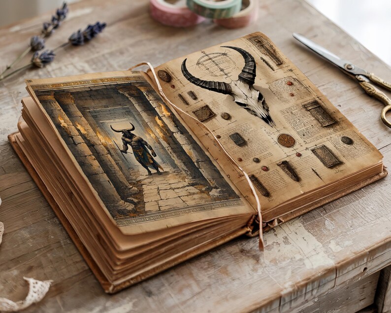 Mythical Creature Junk Journal, Minotaur Mythology Pages, Ancient Greek ...