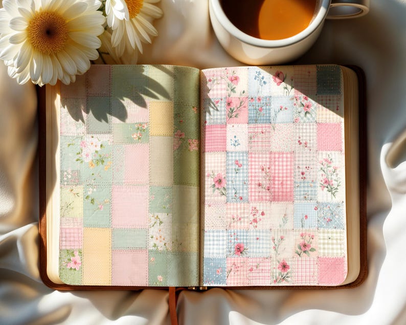 Color Background Journal Spring Stitch Junk Journal Paper – Patchwork Quilt Pages, Vintage ...