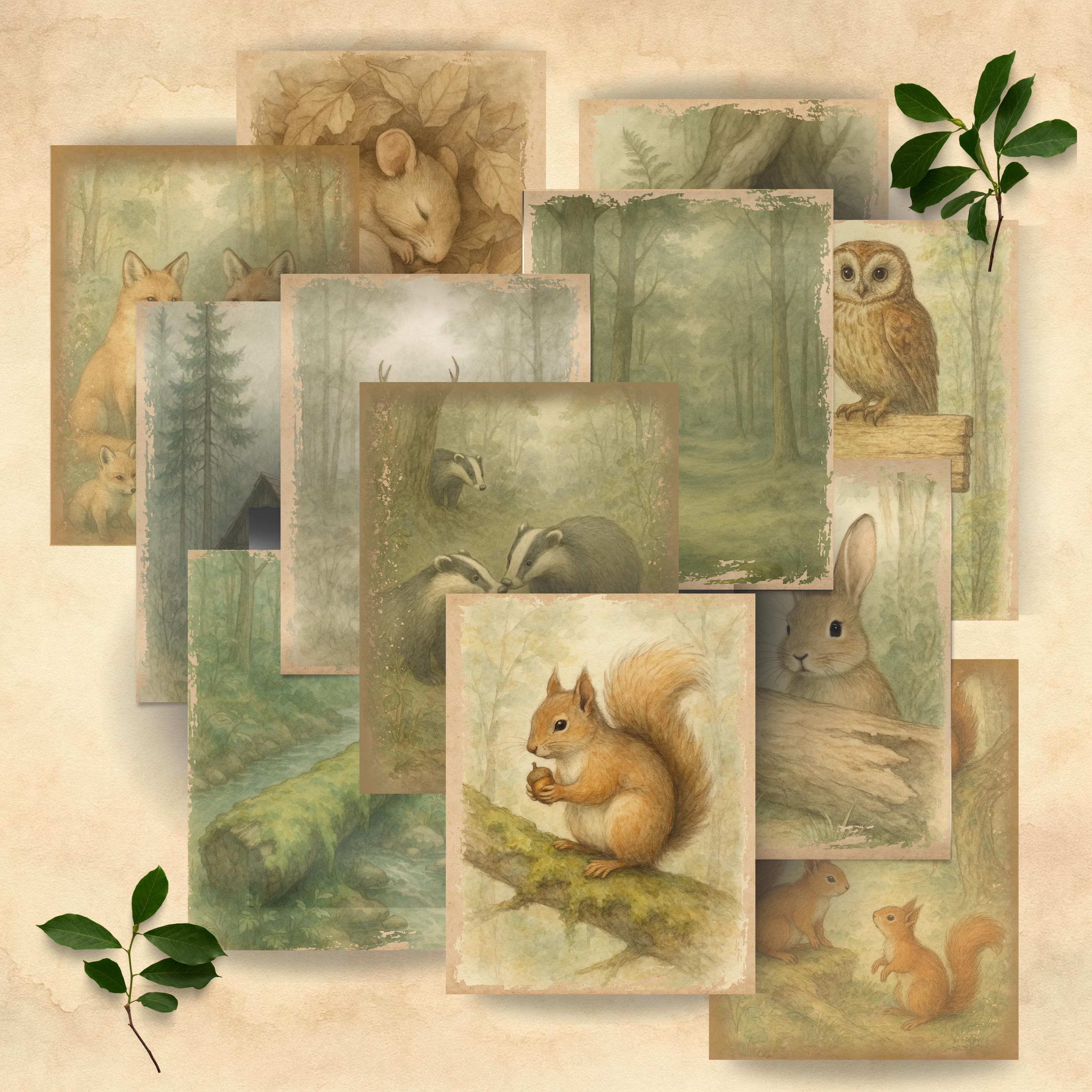 Woodland Animal Junk Journal Pages, Forest Creatures Ephemera ...