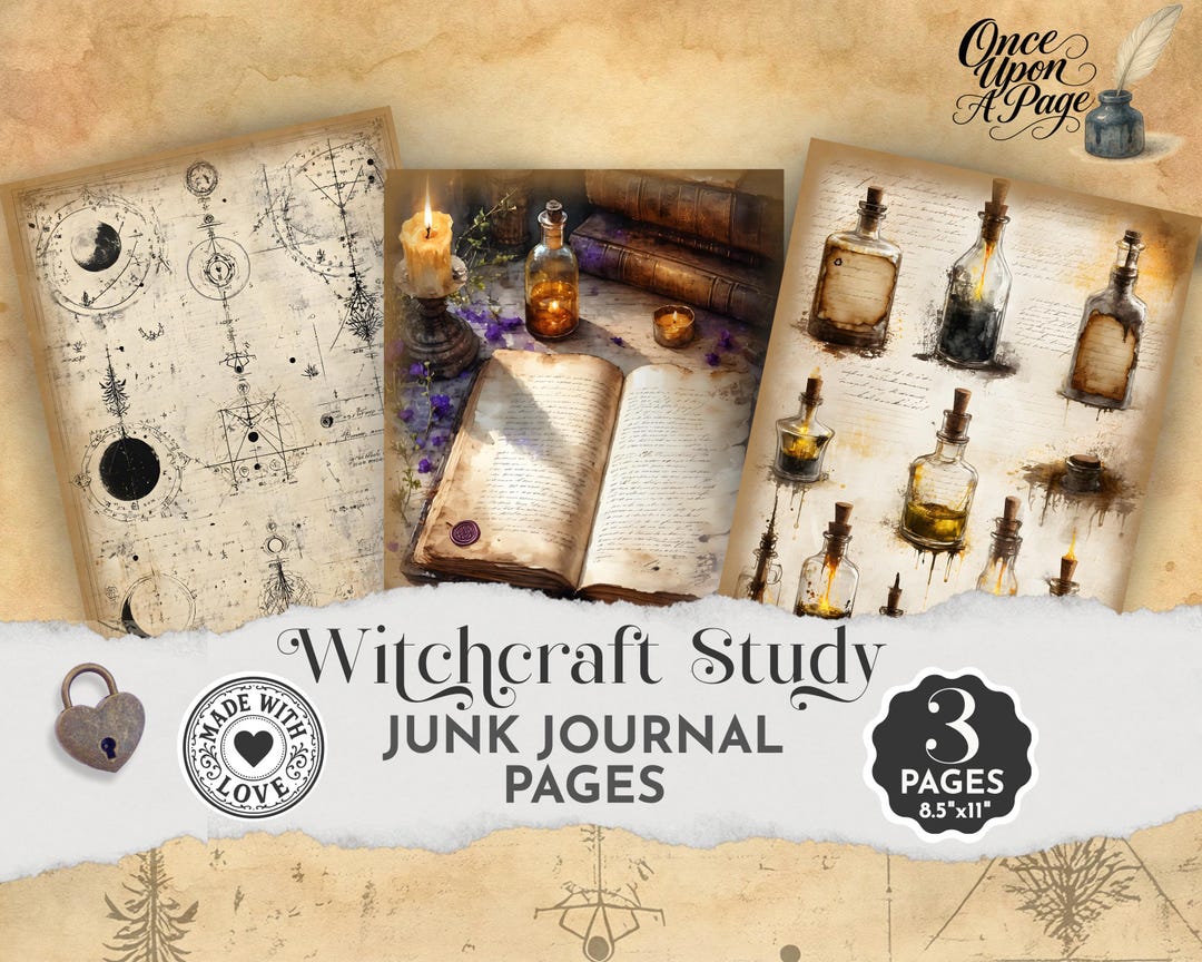 Spells Junk Journal Pages, Witchy Printable Pages, Mystic Grimoire Art ...