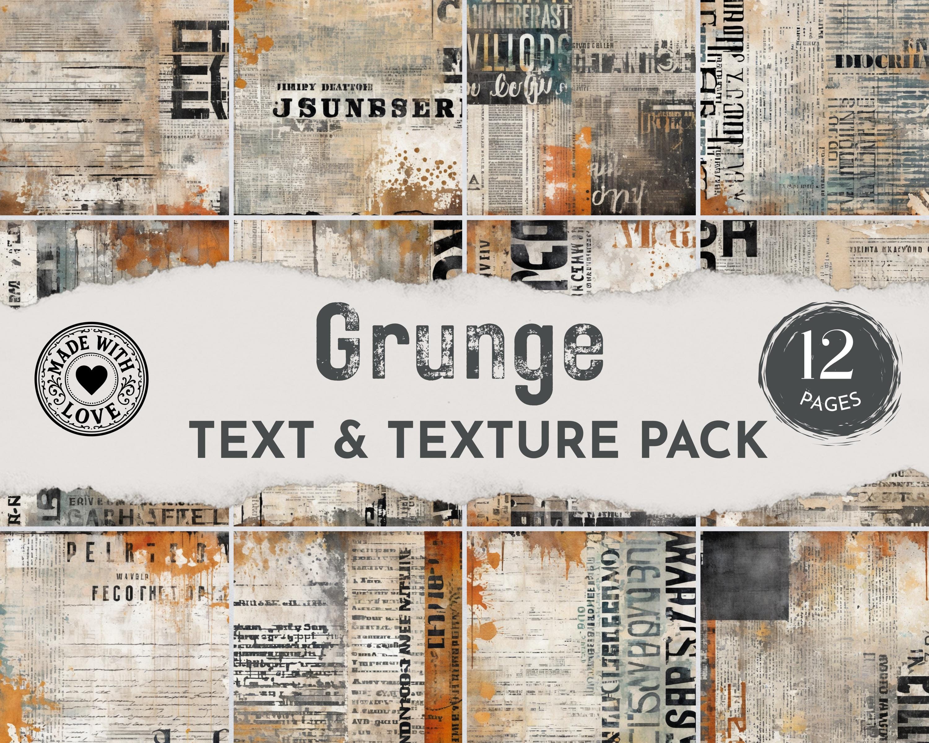 Grunge Printable Junk Journal Kits, Distressed Texture Papers Bundle ...
