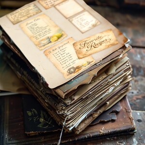 Diario imprimible con temática de cocina, kit de recetas efímeras imprimibles, tarjetas de recetas para cocina campestre, etiquetas de notas, complemento vintage para cocina JJ106 imagen 8