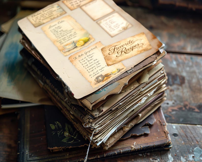 Diario imprimible con temática de cocina, kit de recetas efímeras imprimibles, tarjetas de recetas para cocina campestre, etiquetas de notas, complemento vintage para cocina JJ106 imagen 8